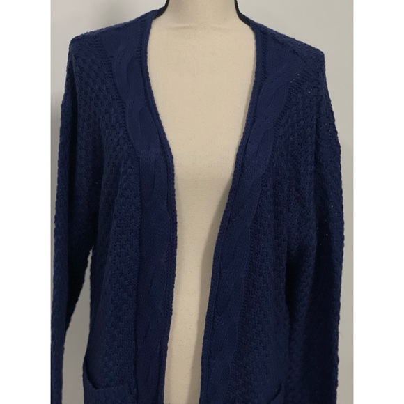 Grecerelle Open Front Acrylic Cardigan Blue Size L - Picture 2 of 5